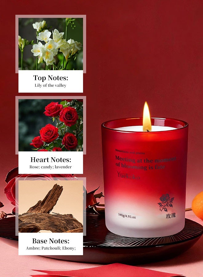 YUEKO Luxury Scented Candle Gift Set with Rose Oud Wood Diffuser, Arabian Rose Scented Candle & Hanging Stone Sachet Home Fragrance for Bedroom & Living Room - Image 3